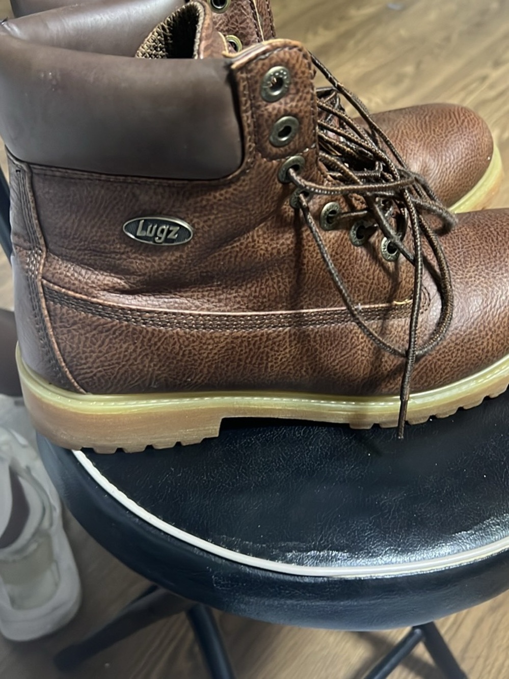 Lugz Men's Brown Lace-Up Work Boots with Tan Sole